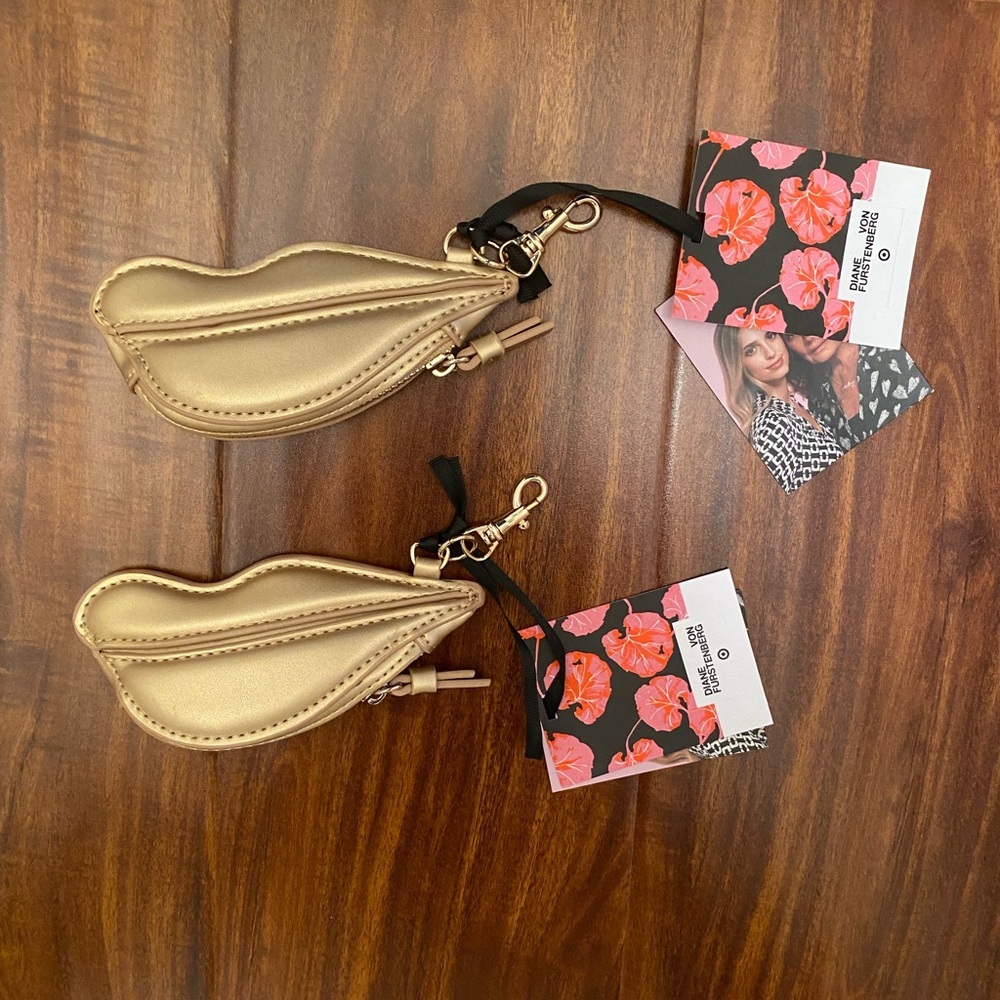 Two New Gold lips coin pouches DVF for Target